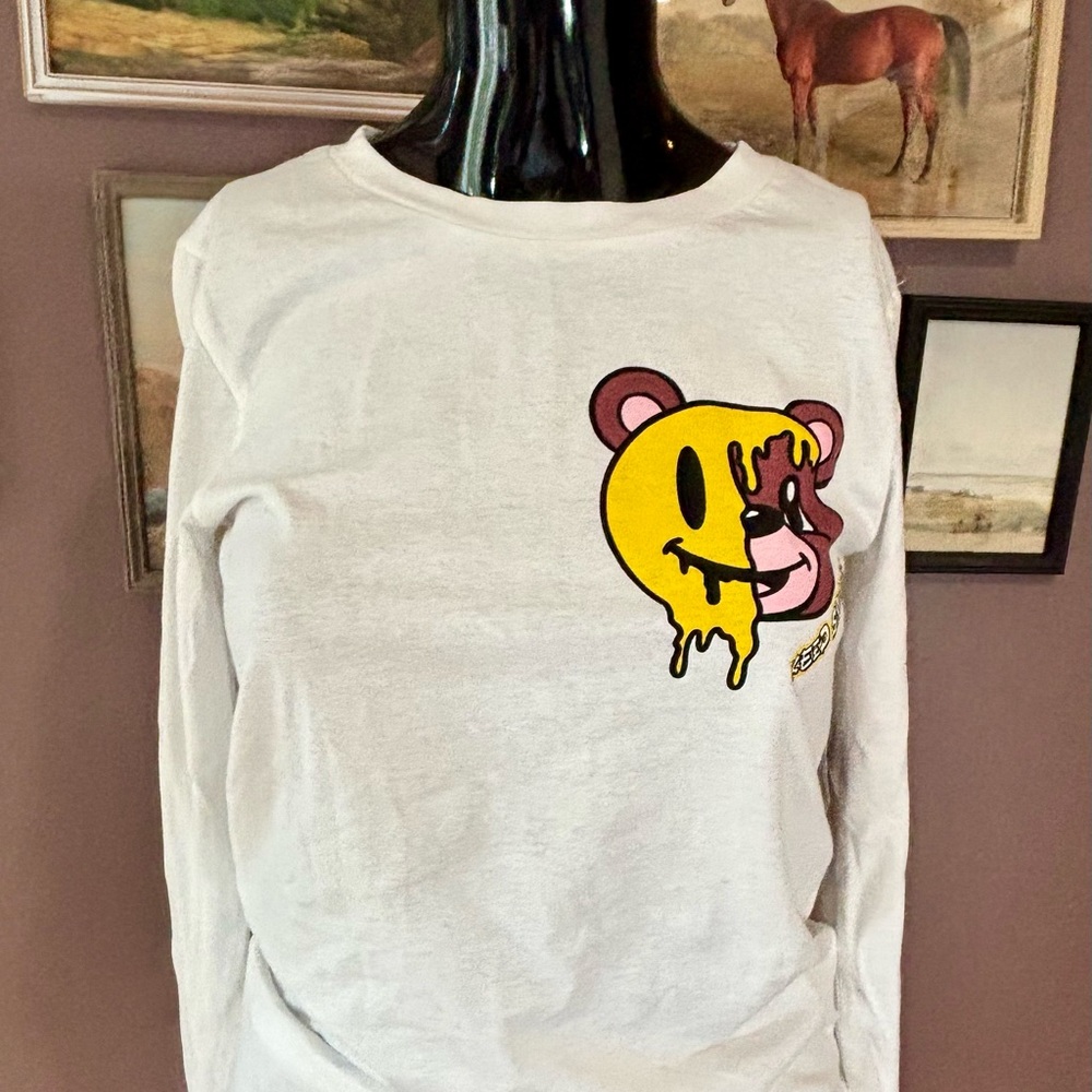 NWT-ON Fire Kids Graphic Long-sleeve Tee with Bear Design -Keep Smiling